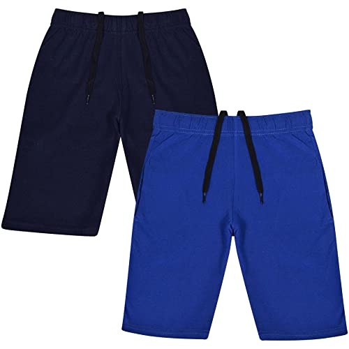 Pantalones cortos de algodón elásticos A2Z 4 Kids pack de 2 shorts deportivos negros para niños de 13 años
