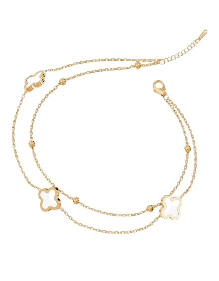Mishk Collections Black & Gold Clover Style Charm Anklet for Women | Double Layer Chain Adjustable Anklet | Anti Tarnish | Waterproof-image-20