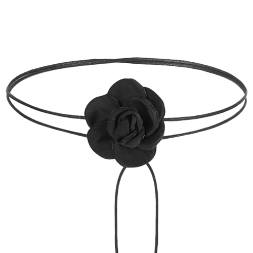 Tweruna Black Flower Choker Necklace Adjustable Rose Choker for Women Handmade Velvet Floral Necklace for Weddings Parties and Holiday