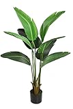 SMPLY. Planta Artificial Platanera de Plástico - Ideal para la Decoración del Hogar para Exterior e Interior - Resistente a los Rayos UV - 112 cm