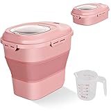 Cereal Rice Food Storage Containers, Collapsible 20 to 50 Lbs Dispenser Bin with Rolling Wheel Airtight Locking Lid, Dog Pet Cat Flour Sugar...