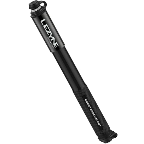 LEZYNE Grip Drive HP Bike Hand Pump | Compact Durable Aluminum High-Pressure 120 PSI Mini Bicycle Pump with ABS Flex Hose, Presta & Schrader Compatible, Frame Mount Included, Black, Medium