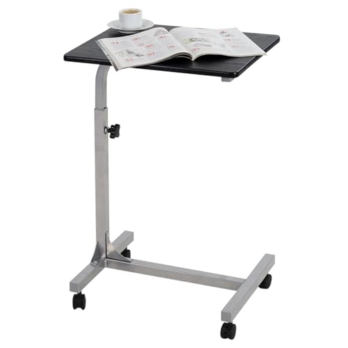 MEUBLE COSY Mesa Auxiliar para Ordenador Altura Ajustable Escritorio Laptop Móvil con 4 Ruedas Mesita de Noche para Cama y Sofá, Roble