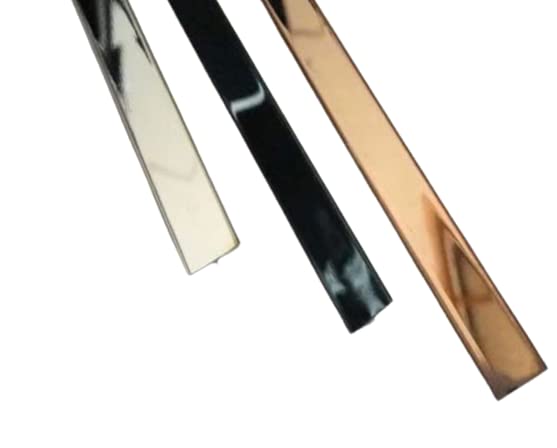 AVIATION METAL & ALLOYS Stainless Steel T Patti Profile Interior Decoration, Exterior Designing,Inlay & Groove 300mm long Pack of (5 ps) (12mm x 300mm, Golden)-image-28