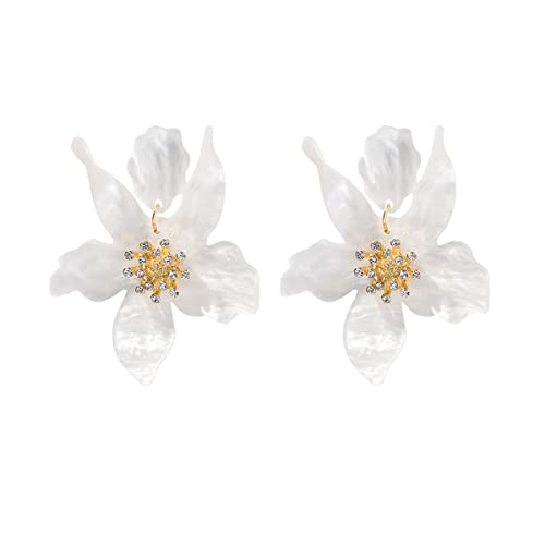 Brincos femininos boho – Brincos chiques de flores com botão de flor dourada, ótimos para irmã, mãe, amante e amigas