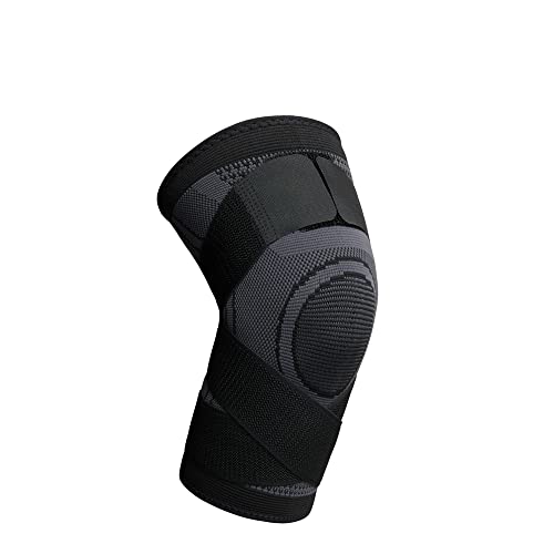 360GRAD FITNESS - Kniebandage für Damen und Herren Kompression Kniestütze für Meniskusriss oder Knieschmerzen Patella-Stabilisator mit Doppelgurt Unterstützung Cover