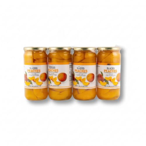 Melocotón en Gajos en Almíbar Extra Ligero - Variedad Yellow Cling Categoría Extra, Pack de 4 Botes de Cristal x 680g (Peso Neto Total 2.72kg), Alto en Vitamina C - NEXU