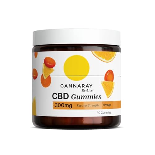 Cannaray Gummies, 300mg | Regular Strength | Delicious Natural Orange Flavour (30 Gummies)