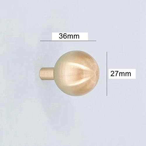 Solid Brushed Brass Nordic Style Gold Cabinet Knob Ball Shape Furniture Kitchen Drawer Pull Handle 10Pack (10 Pack,28x39x8mm)