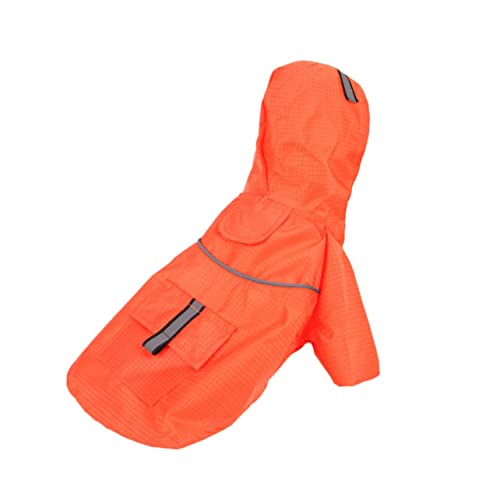 Mikikit Reflective Dog Raincoat with Hood Double Pet Rain Jacket for Outdoor Activities Comfortable and Durable Design Orange for Walking and Jogging