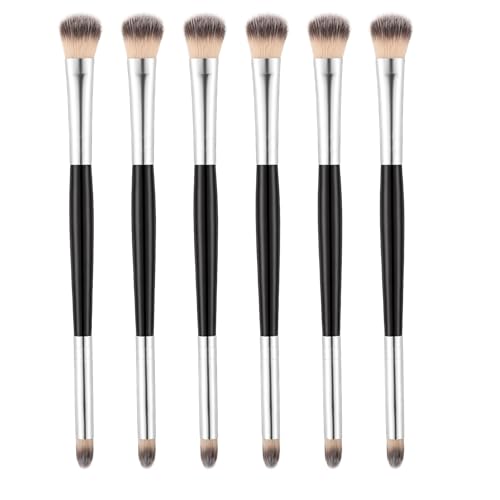 Image of SULIKJHUI 6 Pcs Dual Ended Eyeshadow Brush, 2 in 1 Soft Blending Eye Makeup Brush with Smudge And Precision Tips for Concealer, Eyeliner, Eyebrows, Travel, Black