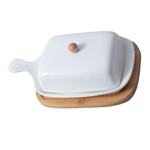 Alipis 1 Pieza Plato De Mantequilla Moderno Platos Para Servir Con Tapas Cubierto Soporte De Mantequilla Con Tapa Mantequilla De Apoyo Cerámico De Madera