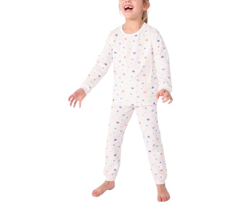 Pigiama in ciniglia con stampa a cuori bambina - 6