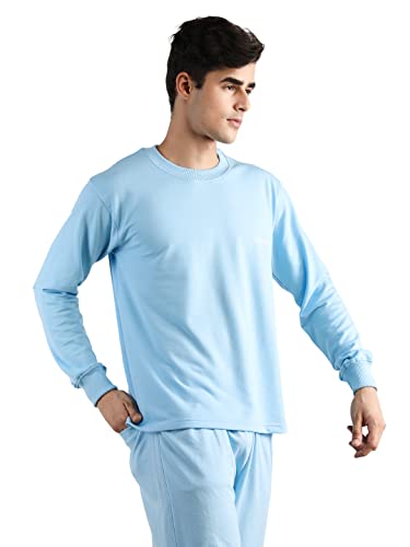 Image of CHKOKKO Men's Terry Cotton Loose Fit Full Sleeves Regular Fit T-Shirt