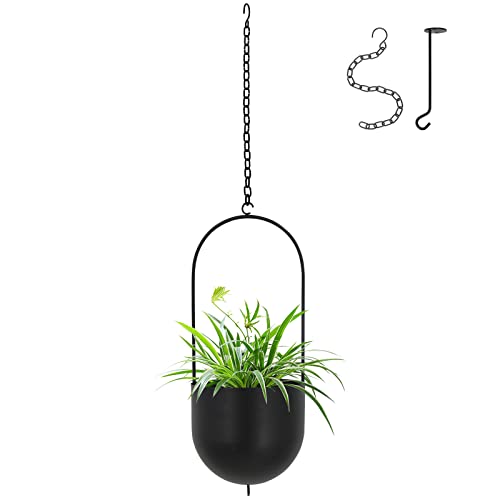 Ibigbean Black Metal Plant Hanger Metal Wall And Ceiling Hanging Planter Modern Planter Mid Century Flower Pot Plant Holder(D=6.29'') #TOP7