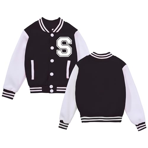 Image of BAICAIYU Kids Baseball Jackets Boys and Girls Varsity Coat Buttons Cardigan Letter Sport Letterman School Jacket