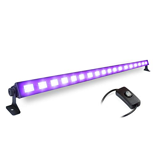 beamz BUV183 LED UV Light Bar 18 x 3W Ultraviolet Blacklight DJ Effects Lighting Portable Disco Party UV Strip Light with Parabolic Reflectors and Mounting Brackets