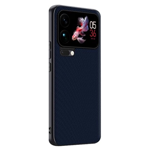 Coque Xiaomi 17 ultra-fine en cuir et carbone bleu anti-chute