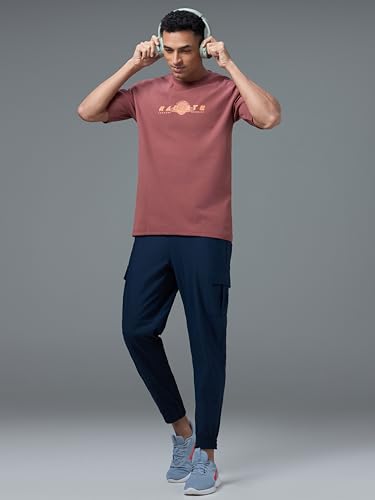 Image of TECHNOSPORT Men's Relaxed Fit Graphic Print Half Sleeve Active Out T-Shirt with Techno Dry for Sports, Running & Regular Use