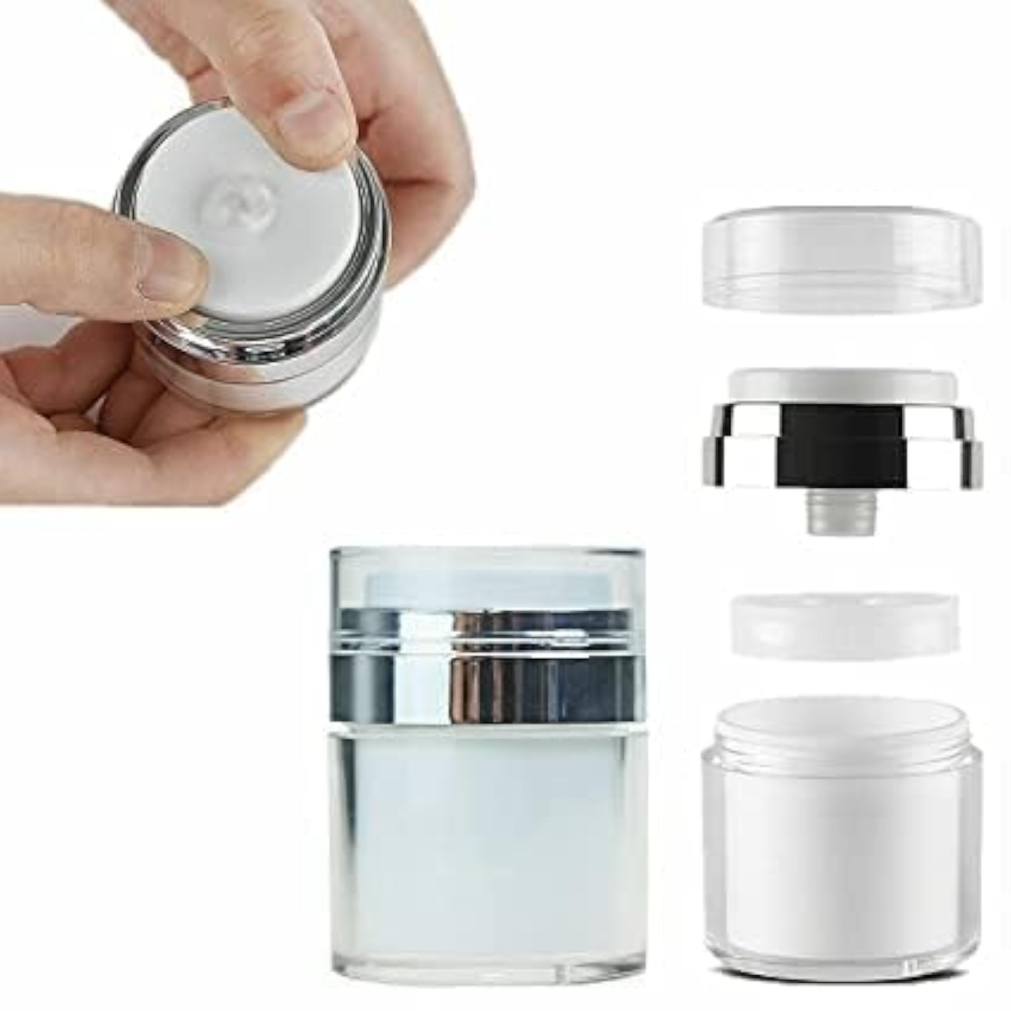 Empty Refillable Cosmetic Air Pump Acrylic Bottles, Travel Friendly