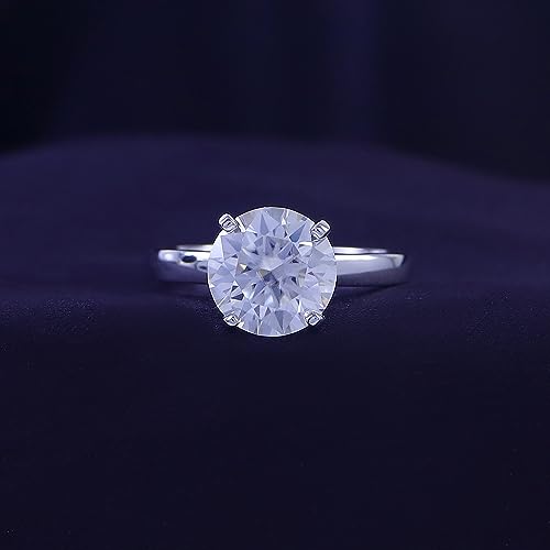 SAVEARTH DIAMONDS Solitaire Moissanite Engagement Ring, 1.0-3.5 CT, Wedding Band Promise Ring, 925 Sterling Silver with 18K Rose Gold/Yellow Gold/White Gold, Simulated Round Diamond for Women2