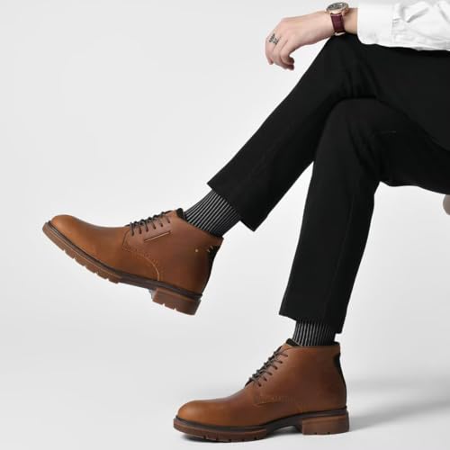 Image of Arkbird Men's Chukka Boots, Leather Ankle Dress Boot Casual Oxfords Lace Up Work Shoes CR-Brown 10.5