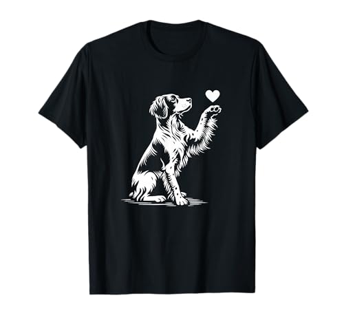Brittany Spaniel Sitting Dog Heart Graphic T-Shirt