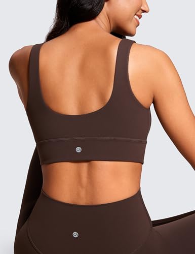 Image of CRZ YOGA Butterluxe U Back Sports Bras | Light Support, Removable Pads, Yoga, Extremely Soft, Longline, Scoop Neck, Wide Straps, for Women