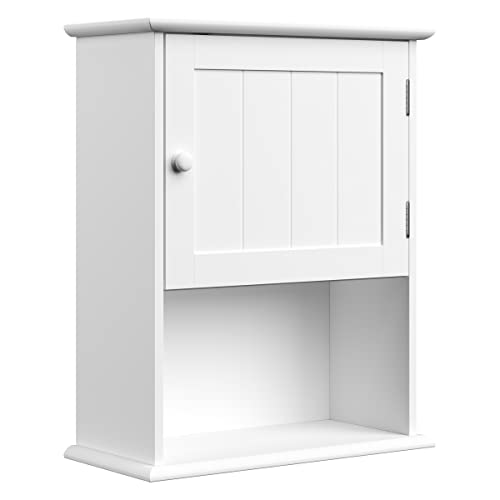 Wall-Mounted Storage Cabinet – Kitchen, Pantry, Laundry Room or Bathroom Organizer with Open Shelf – Bathroom Storage Furniture by Lavish Home (White) by Lavish Home - Image 6