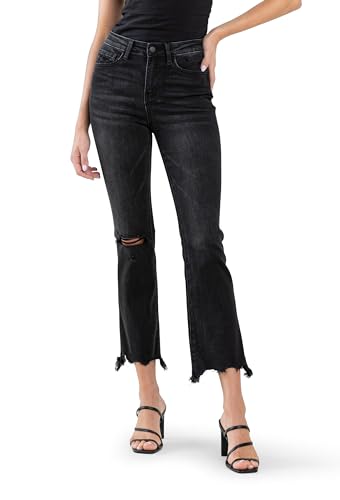 Flying Monkey, High Rise Ankle Bootcut Jeans, Black