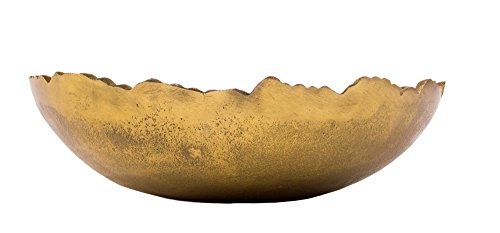 Red Co. 8.75” Gold Moon Decorative, Asymmetrical Torn, Hammered Metal Centerpiece Bowl With Sculpted Edges #TOP2