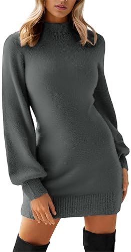 Image of GRECERELLE 2026 Womens Fall Winter Mock Neck Mini Pullover Sweater Dress