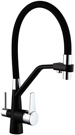 Rubinetto da cucina a 3 vie con filtro dell'acqua, miscelatore universale per osmosi inversa, beccuccio girevole a 360°, finitura cromata e nera, rubinetto multifunzione da sottolavello, per acqua