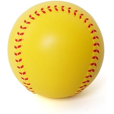 GKK 12 inch Foam Training Softballs, Yellow with Red Spray Lines 4-Pack Hitting Practice, Suitable for Girls, Practice Throwing, Safe for Soft Materials
