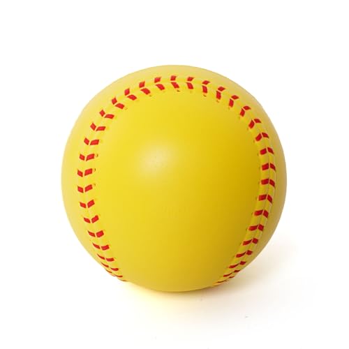 GKK 12 inch Foam Training Softballs, Yellow with Red Spray Lines 4-Pack Hitting Practice, Suitable for Teenagers, Practice Throwing, Safe for Soft Materials