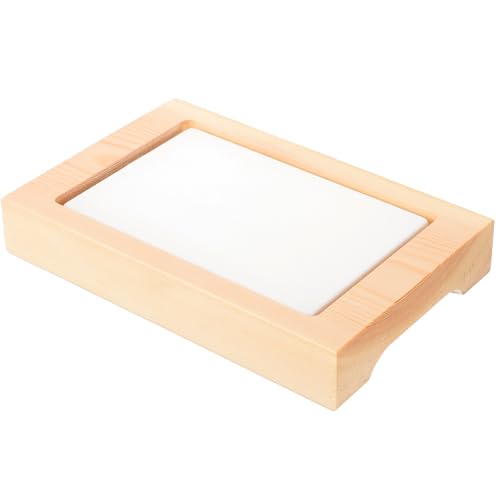 Plato rectangular para sushi con bandeja de madera miniatura 1