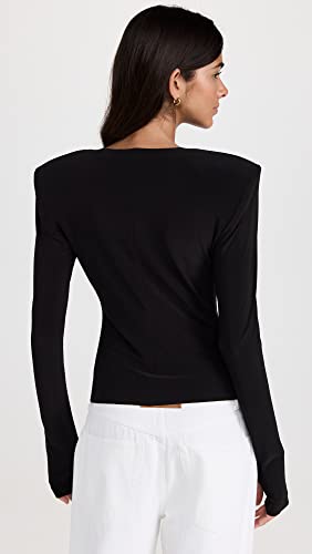 Norma Kamali Women's Shoulder Pad Long Sleeve Crew Top3
