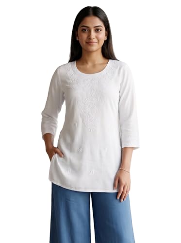 Chikankari broderie courte kurta idéale pour vos sorties estivales chic