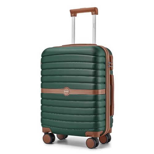Kono Maleta Cabina 55x40x20 cm, Maleta Ligera de Compuesto ABS+PC, Equipaje de Mano con 4 Ruedas 360° Giratorias (Verde Botella)