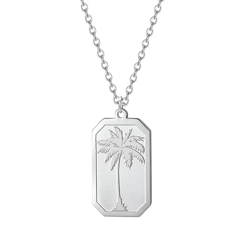 Collier palmier en argent sterling 925 - Pendentif tropical d'exception fait pour durer