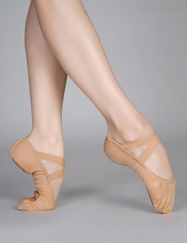 Image of Daydance Cloud Soft 4 Way Stretch Girls Ballet Shoes, Split Sole Dance Slippers for Toddler Girls /Little /Big Kids