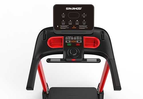 Image of Sparnod Fitness STC-4650 Treadmill, 3 HP Peak AC Motor, 140kg Max User Weight, 20-Level Incline, 1.0-20km /h Speed, Foldable Design with Bluetooth Speakers, LED Display & Spacious Running Surface