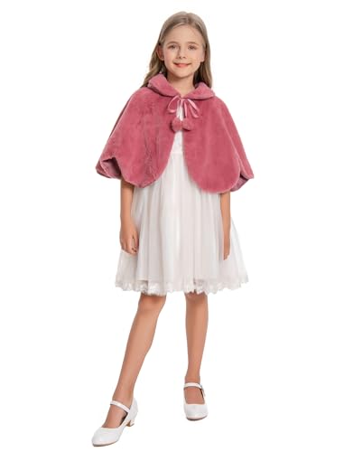 Girl's Winter Warm Cape Faux Fur Wraps Cape Sweet Princess Shoulder Capes