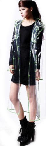 City Block Bearcat Transparent with Colorful Edge Fashion Raincoat (Green)