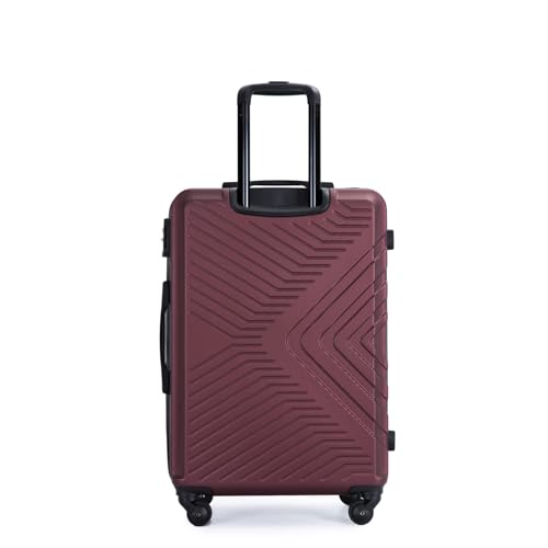 3 Piece Luggage Sets ABS Lightweight Suitcase with Two Hooks, Spinner Wheels, TSA Lock, (20/24/28) Wine Red4