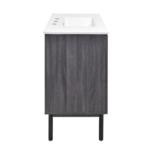 Image of Swiss Madison Classe 36 in. Black Oak Bathroom Vanity with White, 3-Hole Ceramic Sink Top