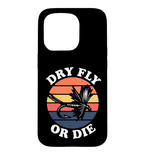 Fly Fishing Dry Fly Or Die Retro Sunset Angler Design �X�}�z�P�[�X iPhone 15 Pro �p