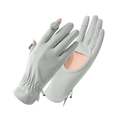Image of SANNIDHI Silicone Hand Gloves for Sun Protection Gloves for Women Bike Riding, UPF 50+ UV Protection Ice Cool Gloves, Grey Summer Gloves for Driving, Golfing (Elastic Cuff & Breathable Palm Design)