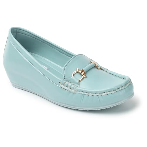 Image of ELLE Women's Flats Slip-On Loafers with Metallic Buckle