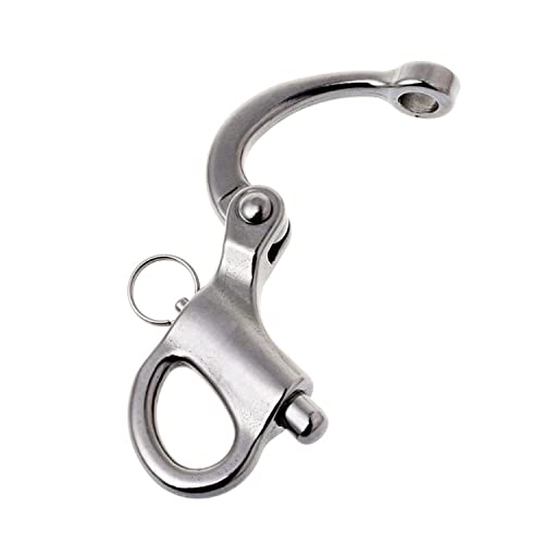 Pair Of Stainless Steel 316 Fixed Snap Shackle，Quick Release Fixed Shackles With Round Ring Marine Boat Rigging Hardware (Length:69Mm) #TOP6